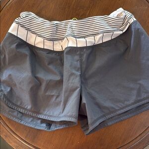 Lululemon Athletica Gray Athletic Shorts with Striped Waistband